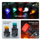 XB4 Knob Switch with LED 22mm 2/3Position Self Locking 1NO/2NO/1NO1NC Select Rotary Switch with Light 12V 24V 220V 10A Red Green