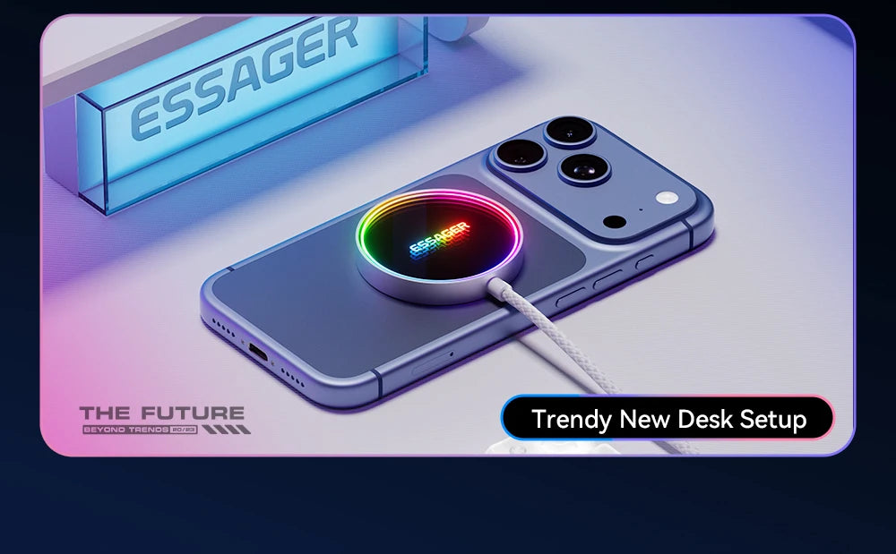 ESSAGER 15W Magnetic Wireless Chargers Qi Qi2 Wireless Charger Fast Charging Pad for iPhone 17 16 15 14 Mini Phone Charger
