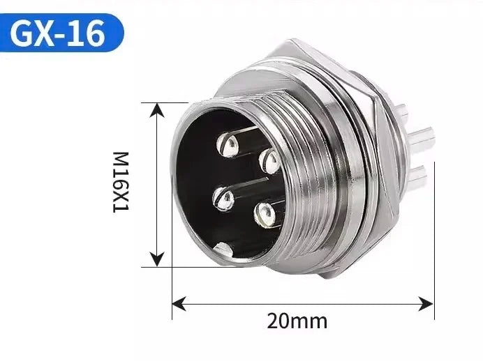 90 Degree Right Angle GX16 Aviation Connector, 2‑8 Pin L‑Shape Male Female Circular Plug Socket for Industrial Equipment