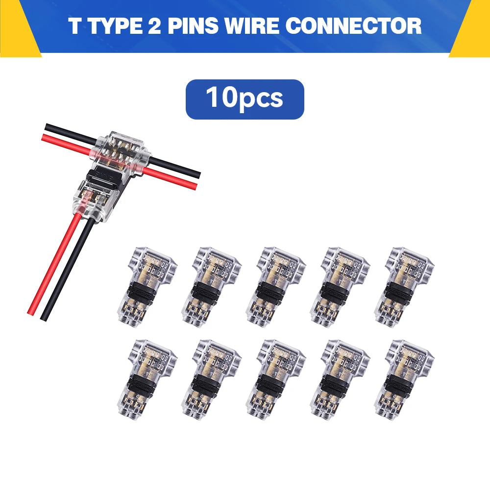 5/10PCS T Tap 2 Pin T2 Quick Splice Connector No Strip No Solder Wire Cable Terminal Automotive Electrical Joiner for Car Truck