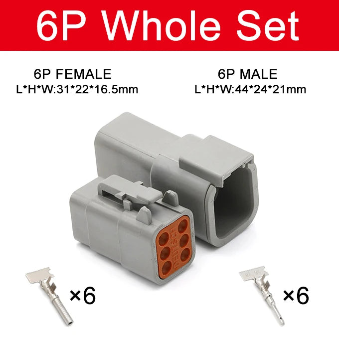 Deutsch Connector DTM Waterproof Automobile Connector With Terminal Male Female Plug&Socket DTM04-2/3/4/6/8/12P DTM06