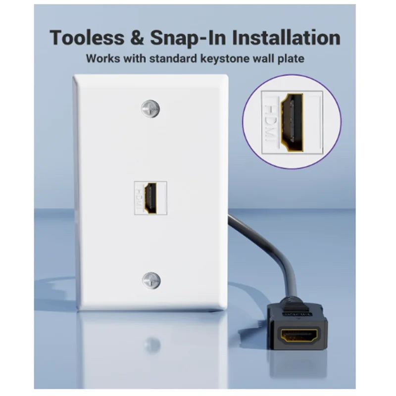 0.2m 4K 8K HDMI Compatible Female to Female Keystone Wall Plug-in Card Buckle Direct insertion Panel Connection Cable