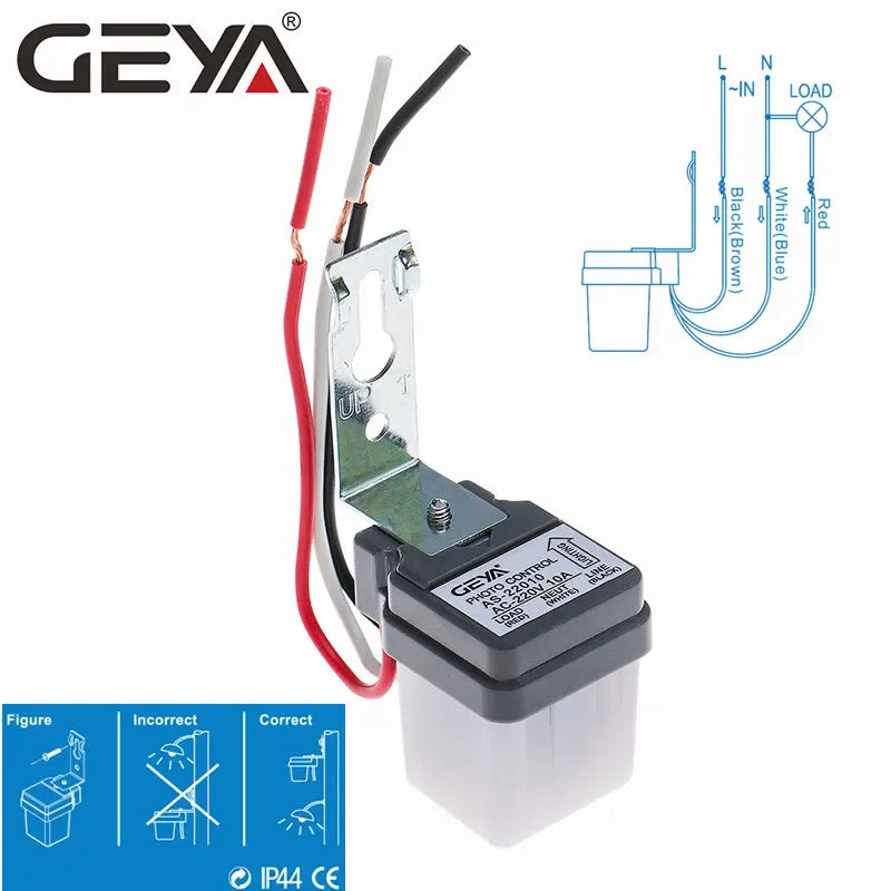 2PCS GEYA Photocell Street Light Switch AC220V10A Photo Control Photoswitch Sensor Switch