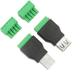 USB 2.0 Type A Male/Female to 5 Pin Screw Connector USB Jack with Shield Screw Terminal Plug Socket for Computer TV Keyboard