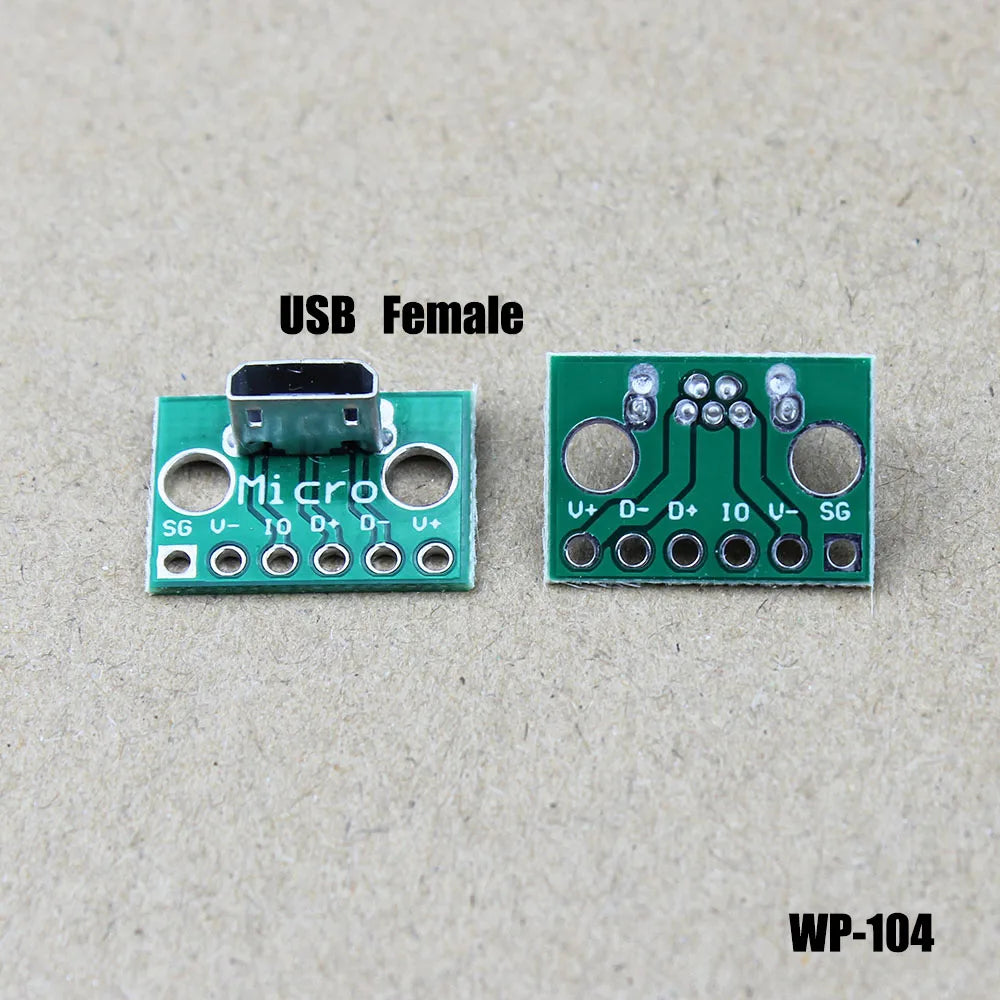 1Pce Vertical USB Micro USB 2.0 Male Lengthen Head Connector PCB Converter Adapter Breakout Board 180 Degree Vertical WP-110