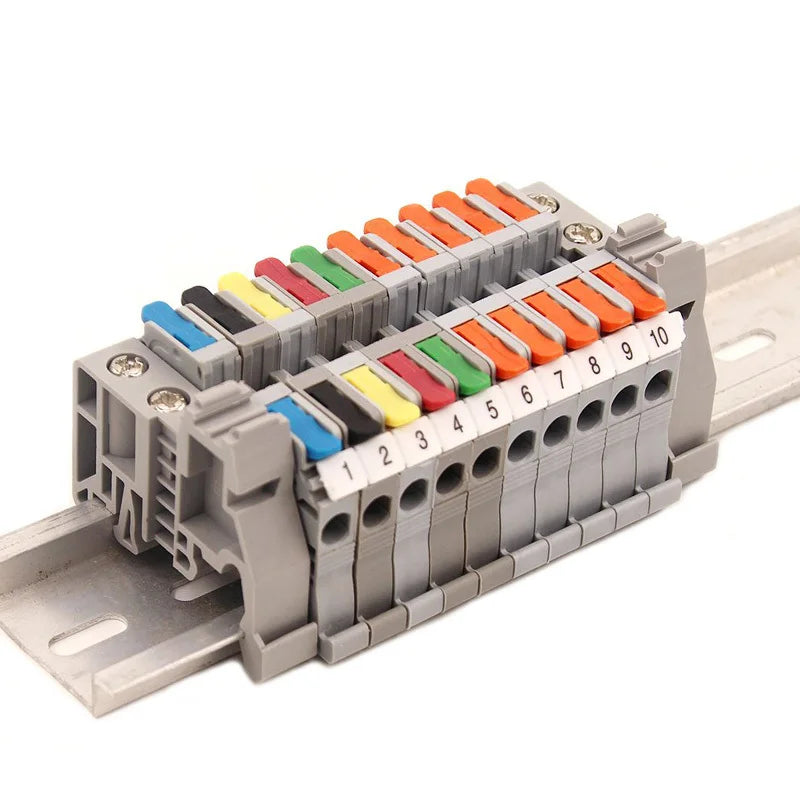 Wire Connectors Rail Type Electrical Quick Terminal Block Direct Insertion Instead Of UK ST PT Docking For Parallel Connection