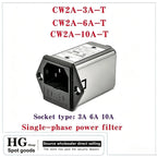 10A 6A 3A Single-phase power filter EMI filter socket CW2A-6A-T audio power purifier Vehicle CW2A-3A-T CW2A-6A-T CW2A-10A-T