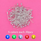 SAMIROB 60/100Pcs 3mm LED Diode Kit F3 Schottky Assorted Diode Red White Green Blue Yellow Orange Pink Purple Warm White for DIY