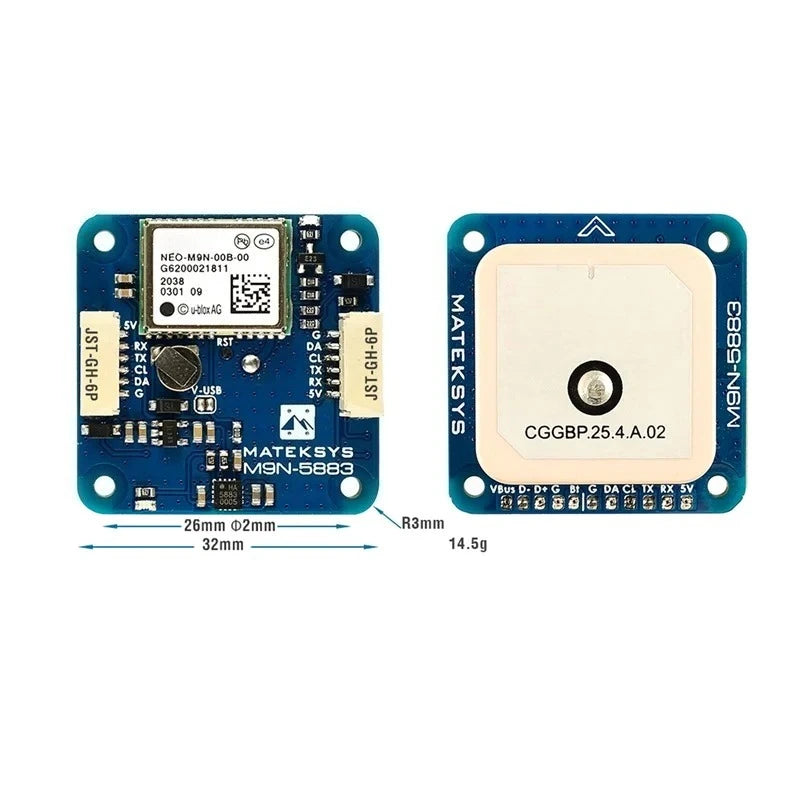 Mateksys M9N‑5883 GNSS Compass Module NEO‑M9N QMC5883L for FPV Quad