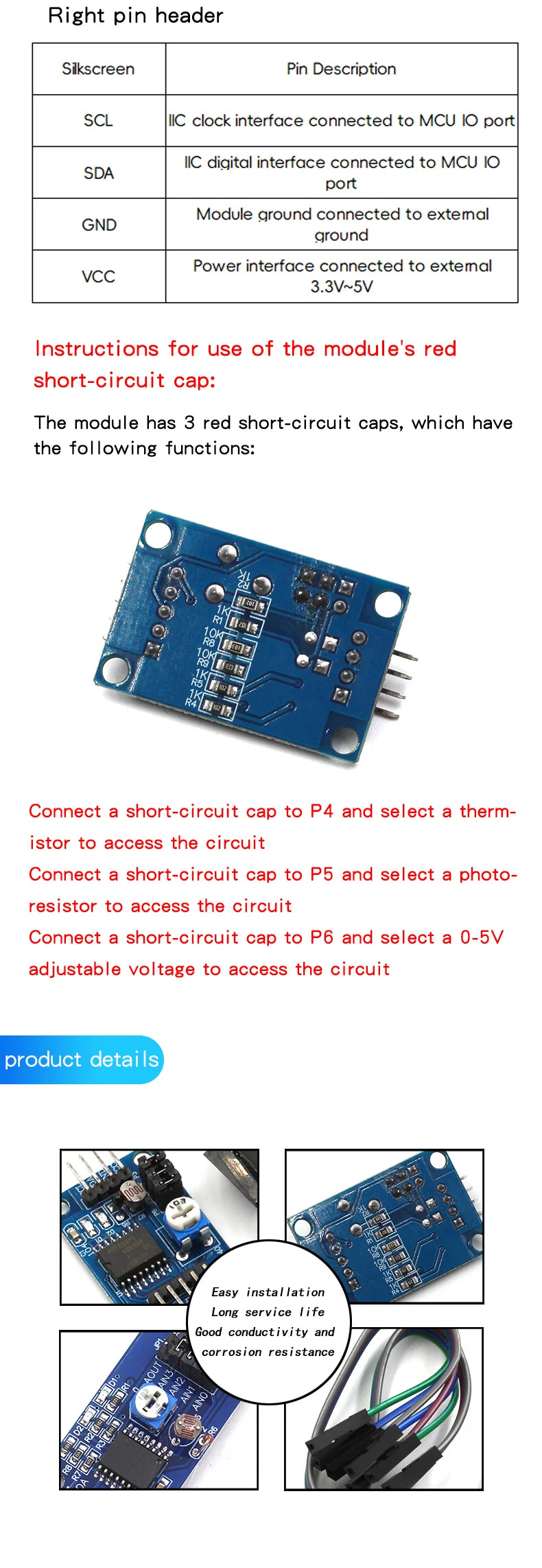 PCF8591 module AD/DA conversion module Temperature and illumination acquisition module For Arduino