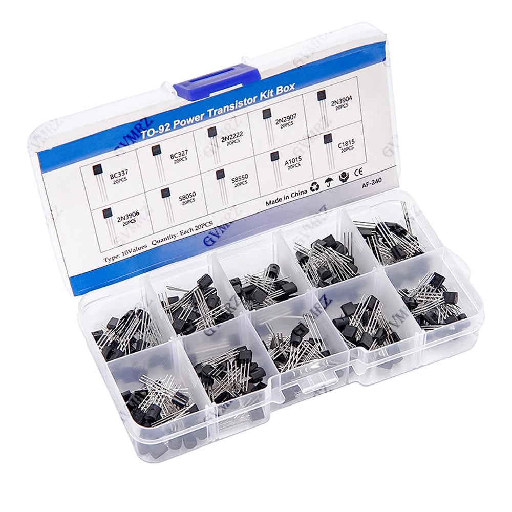 200PCS 10Values TO-92 Power Transistor Kit (BC337/2N2222/S8050 etc.) for Arduino DIY Electronic Project  BC337 2N2222 S8050