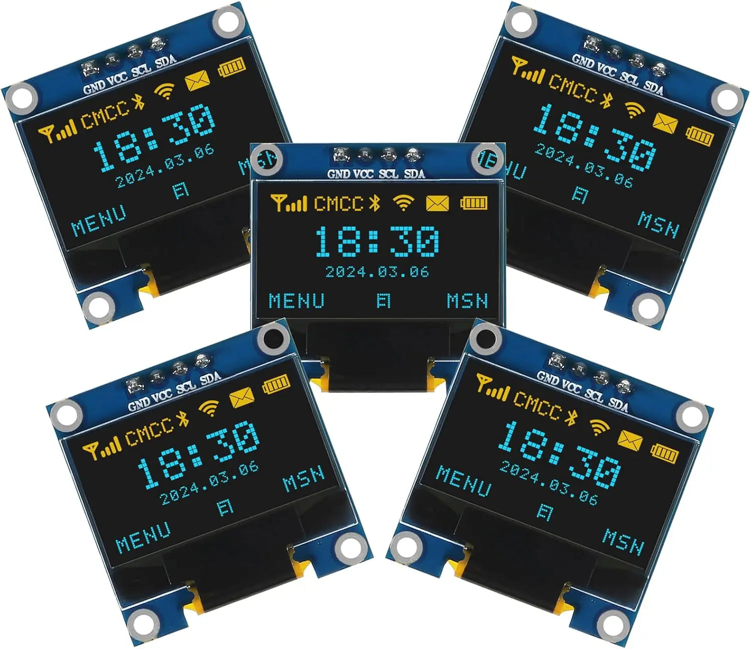 0.96" Inch OLED Display Screen Module I2C IIC 128x64 SS - D - 1306 3.3V-5V Blue/blue Yellow/White for Arduino ESP32 ESP8266