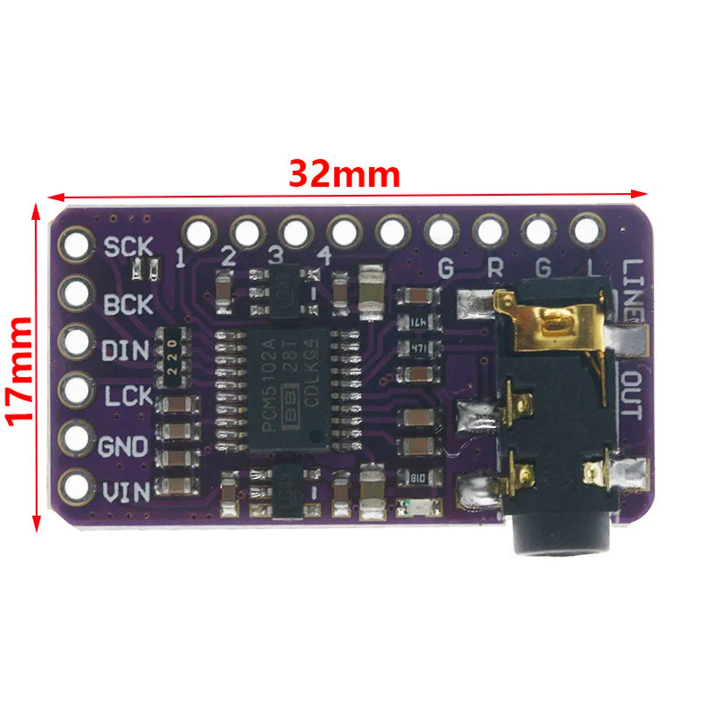 Interface I2S PCM5102A DAC Decoder GY-PCM5102 I2S Player Module For Raspberry Pi pHAT Format Board Digital PCM5102 Audio Board