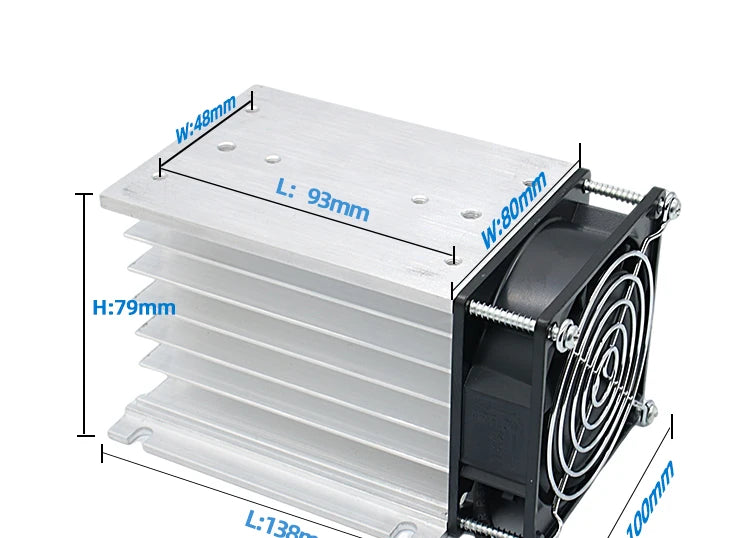 LCTC Radiator With Fan For Three Phase Solid State Relay SSR Heat Sink 100A 120A 3-phase Relay DC 48V Y-150