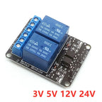 2 Channel Relay Module 3V 5V 12V 24V High and Low Level Trigger Optocoupler Isolation Relay for Industrial Control DIY Electroni