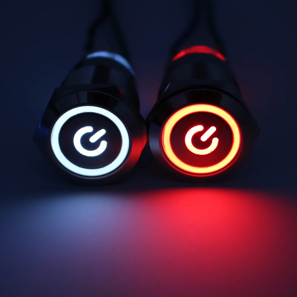 12/16/19/22mm Waterproof Metal Push Button Switch LED Light Momentary Car Engine Power Switches 5V 12V toggle 220V Volt
