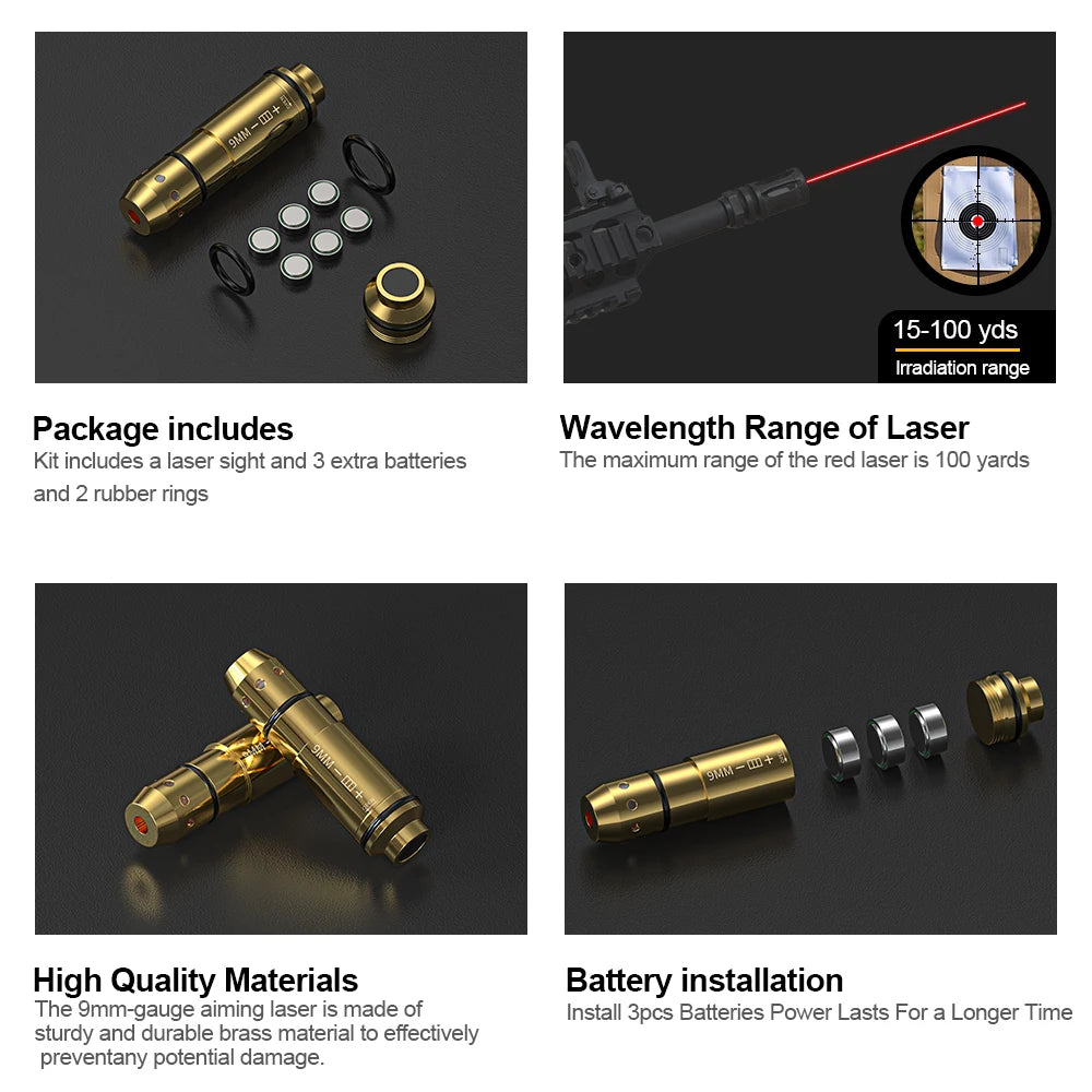 9mm/12GA/38SPL/223Rem/45ACP/357SIG/380ACP/Cal. 6.5mm/Cal44mag Dry Fire Laser Trainer - Hunting Accessories, Training Shooting
