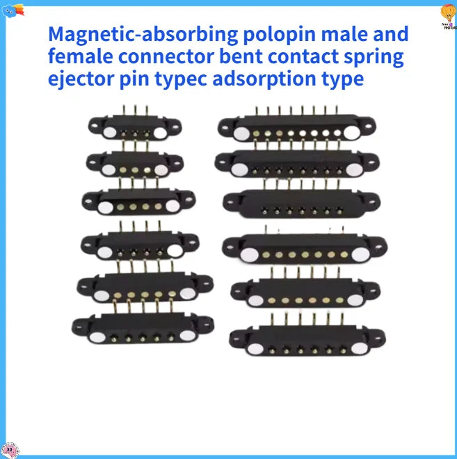 1/5 Set Waterproof DC Magnetic Pogo Pin Connector 2 3 4 5 6 7 8 9 Poles 2.54 MM Pogopin Male Female Contact Strip 90 Degree