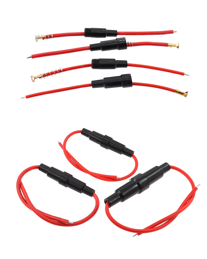 【5PCS】5*20mm 6*30mm Glass Fuse Holder Screw Type 5X20mm with 22 20 18 16AWG Wire Cable 250V 5X20MM Glass Fuse Tube Fuse Casing