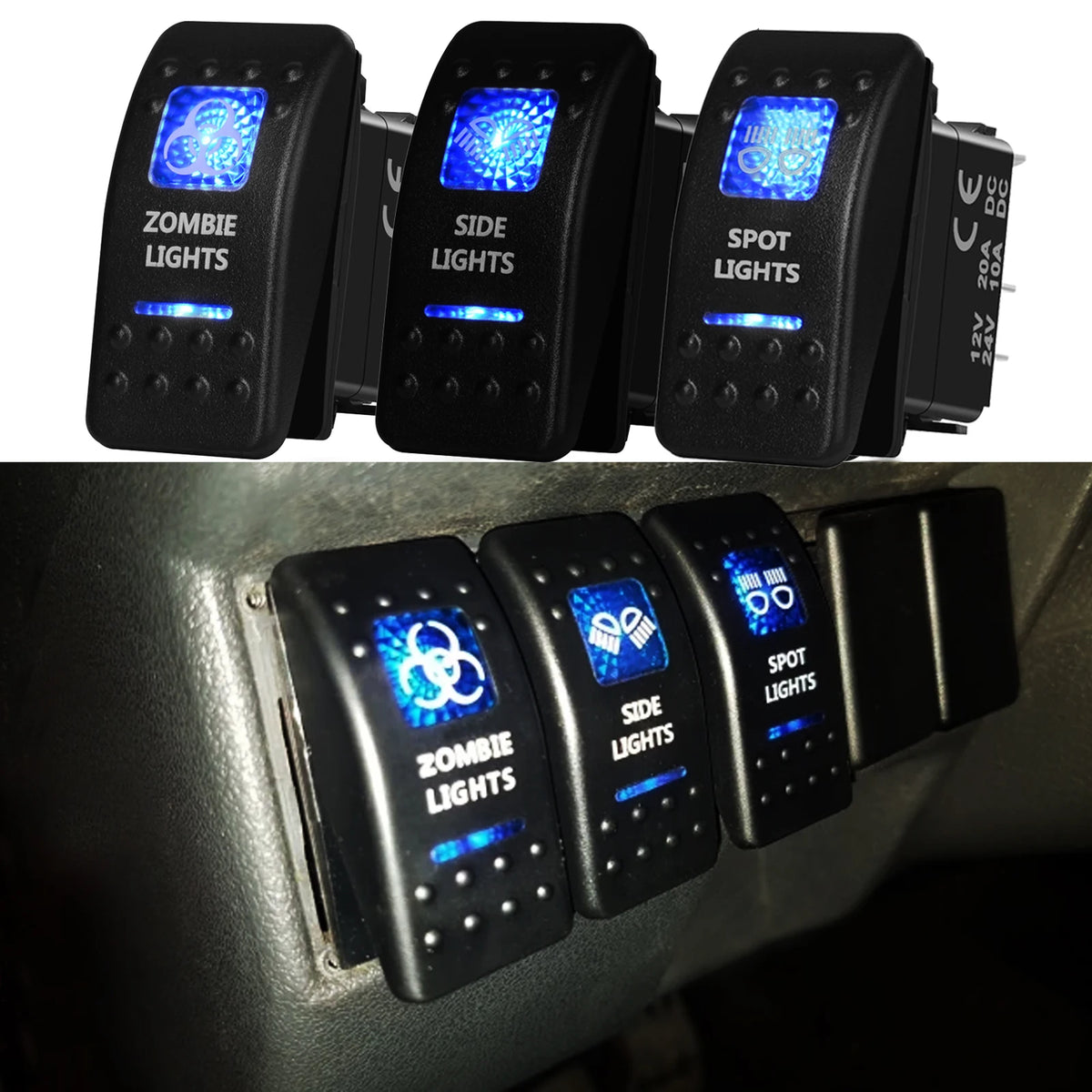 Blue Led Rocker Switch Button 5Pins&7Pins ON OFF ON For Car Marine Boat NARVA ARB Style interior Lights parts Camper Accessories