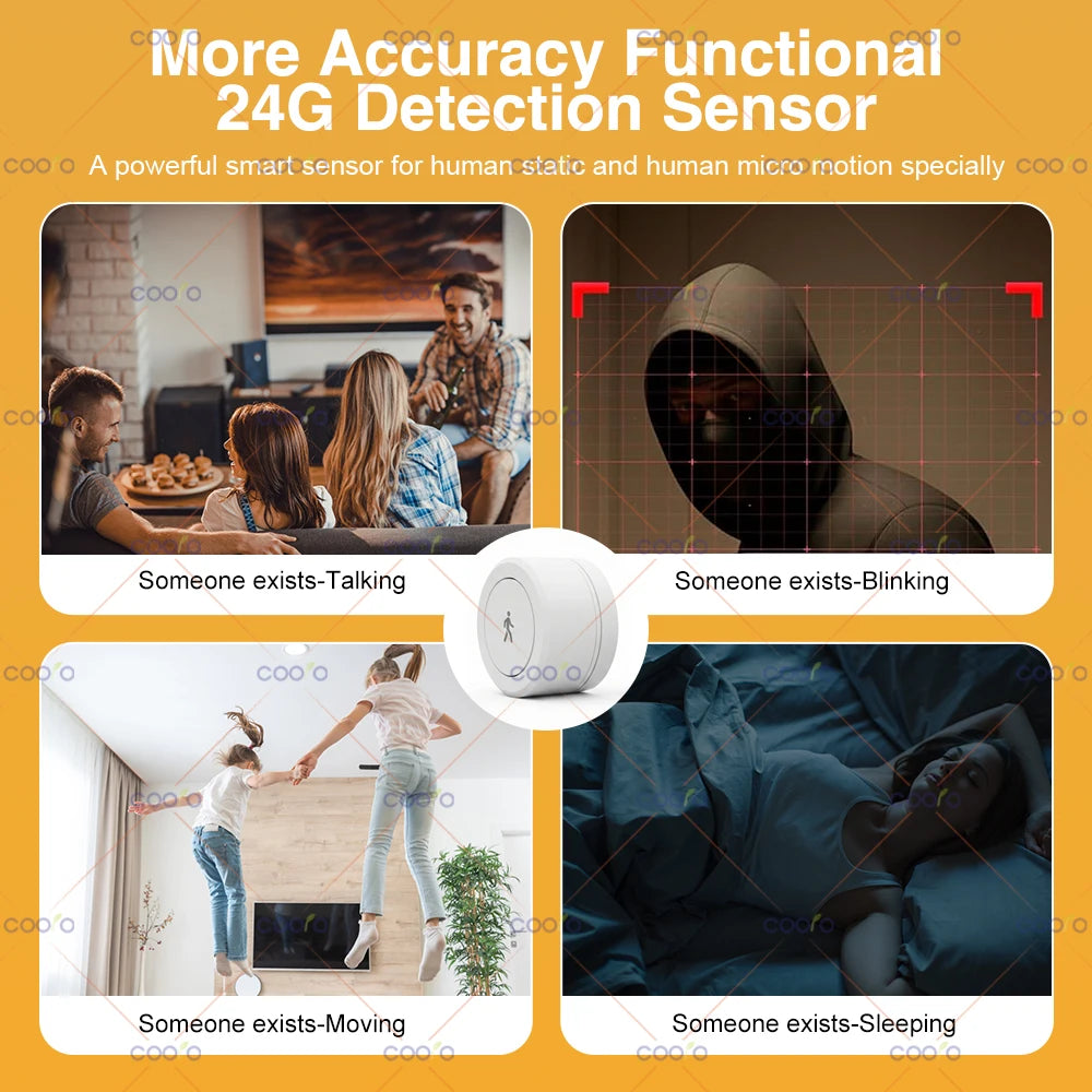 ZigBee 24G Human Presence Detector Minimum MmWave Radar Motion Sensor with Magnetic Bracket for Smart Life Tuya Hub Zigbee2mqtt