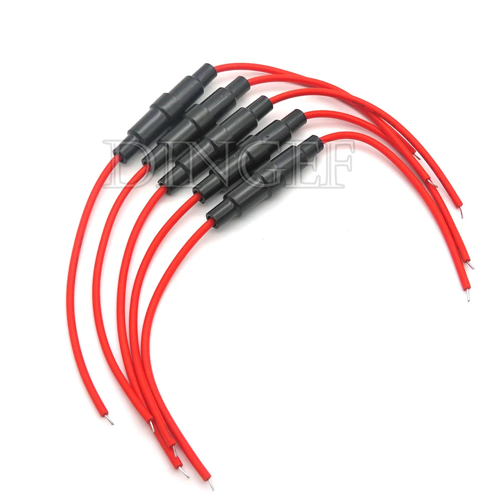 5Set 5*20mm 6*30mm Glass Fuse Holder Screw Type 5X20mm with 22AWG Wire Cable 250V 5X20MM Glass Fuse Tube Fuse Casing 6x30mm