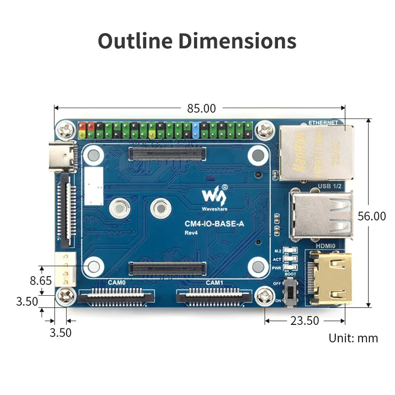 Mini Base Board for Raspberry Pi Compute Module 4 CSI DSI FAN USB HDMI-Compatible RJ45 Gigabit Ethernet M.2 Slot for CM4