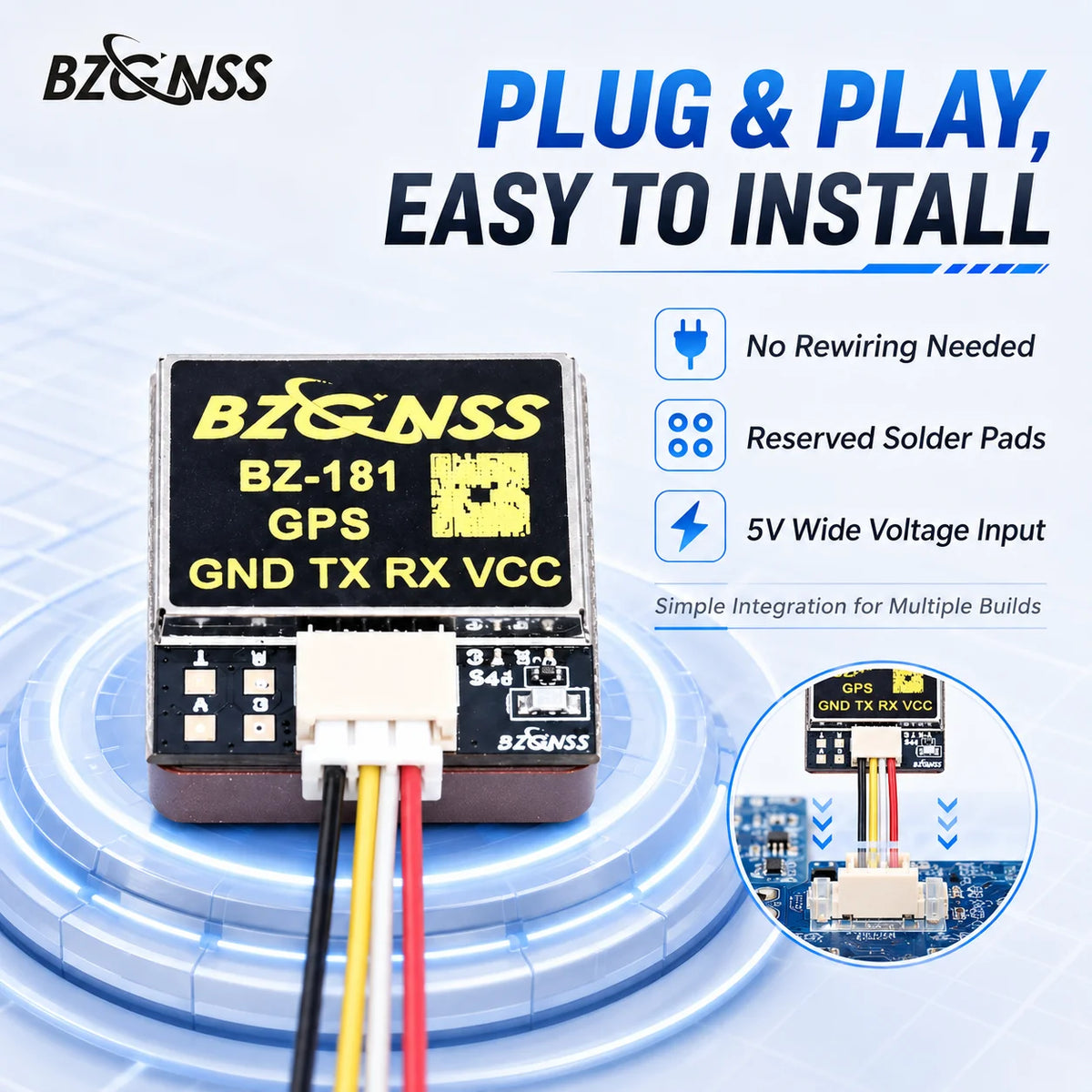 BZGNSS BZ-181 M10 GPS for FPV Drone, 18mm 4Pin SH1.0 10Hz UBLOX GNSS Rescue Module, Flywoo GOKU GM10 Mini Alternative No Compass