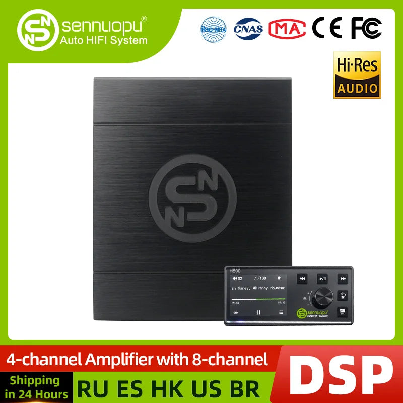Sennuopu DS-M8 Car Audio 4 Ch Power Amplifier 8 Channel Dsp Processor Bluetooth Amp Equalizer Amplificador Automotivio Sound