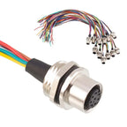 M12 2 3 4 5 6 8 12 17 Pin Metal Panel Mount Aviation Plug Socket Male Female Welding Connectors with 30cm Wire Adapter IP67
