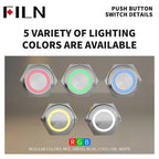 16/19/22mm IP67 Waterproof Push Button Switch LED Ring Light Momentary/Latching Harness Connector Car Engine Power Switches