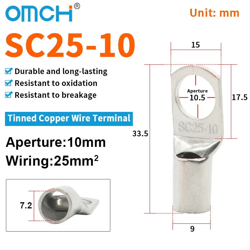 OMCH 5/10/20PCS SC Type Terminals Wire Welding Cable Connector Suit 1.5-50mm2 Cable Crimp Wire Connectors