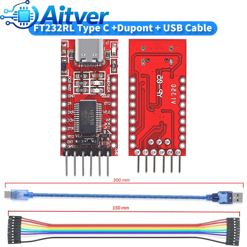 FT232RL CH340N Type C USB to TTL UART Module 3.3V 5V Serial Adapter with Dupont Cable for Arduino ESP32 ESP8266 STM32