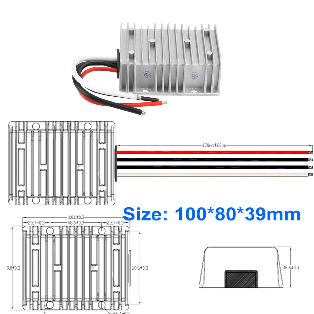 72V 60V 48V 36V 24V to 12V 5A 10A 15A 20A Buck DC-DC Power Converter 60V-12V Step-down Voltage Regulator Car Truck Boat Supply