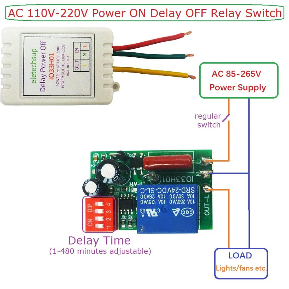 AC110-220V Delay Relay 7A Adjustable Break Delay Controller Relay Timer Control Switching Power Supply Adapter