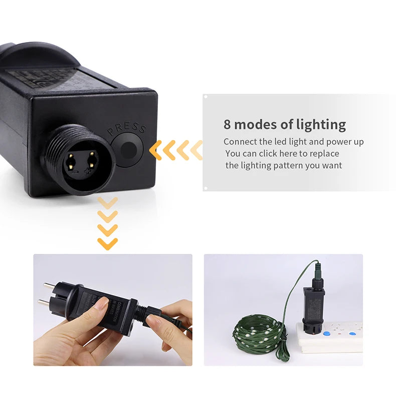 50M 100M 24V LED Christmas lights Green Wire Leather Fairy Lights String Waterproof Outdoor Garden Party Wedding Garland Decor