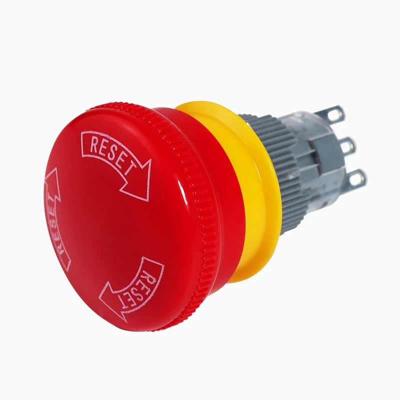 16mm Plastic Emergency Stop Switch Latching Self-locked 1NO1N Red Mushroom Head Electrical Control Push Button Switch VaneAims