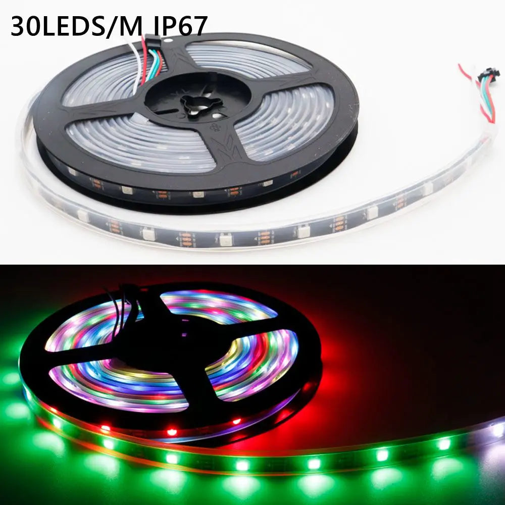 WS2812B Individually Addressable Led Strip light WS2812 5050 RGB Smart Pixels Led Light 30/60/74/96/144leds/m IP30/65/67 DC5V