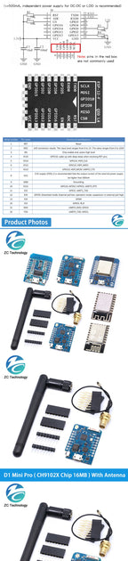 ESP8266 ESP-12 ESP-12F ESP32 CH340G CH340 V2 USB WeMos D1 Mini PRO V3.0.0 WIFI Development Board NodeMCU Lua IOT 3.3V With Pins