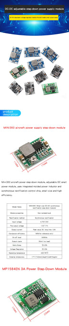 3A 5A DC-DC Buck Step-down Power Supply Module 3.3V 5v 9V 12V Fixed Output High-Current mini560 MP1584EN Adjustable Power