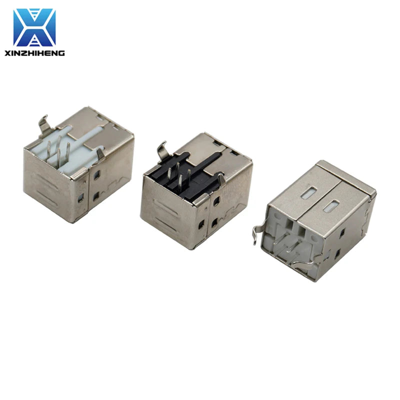 5pcs Square USB-B Type Female Socket 90/180 Degrees 4Pin Right Angle PCB Welding Connector For USB D-type Printer Interface