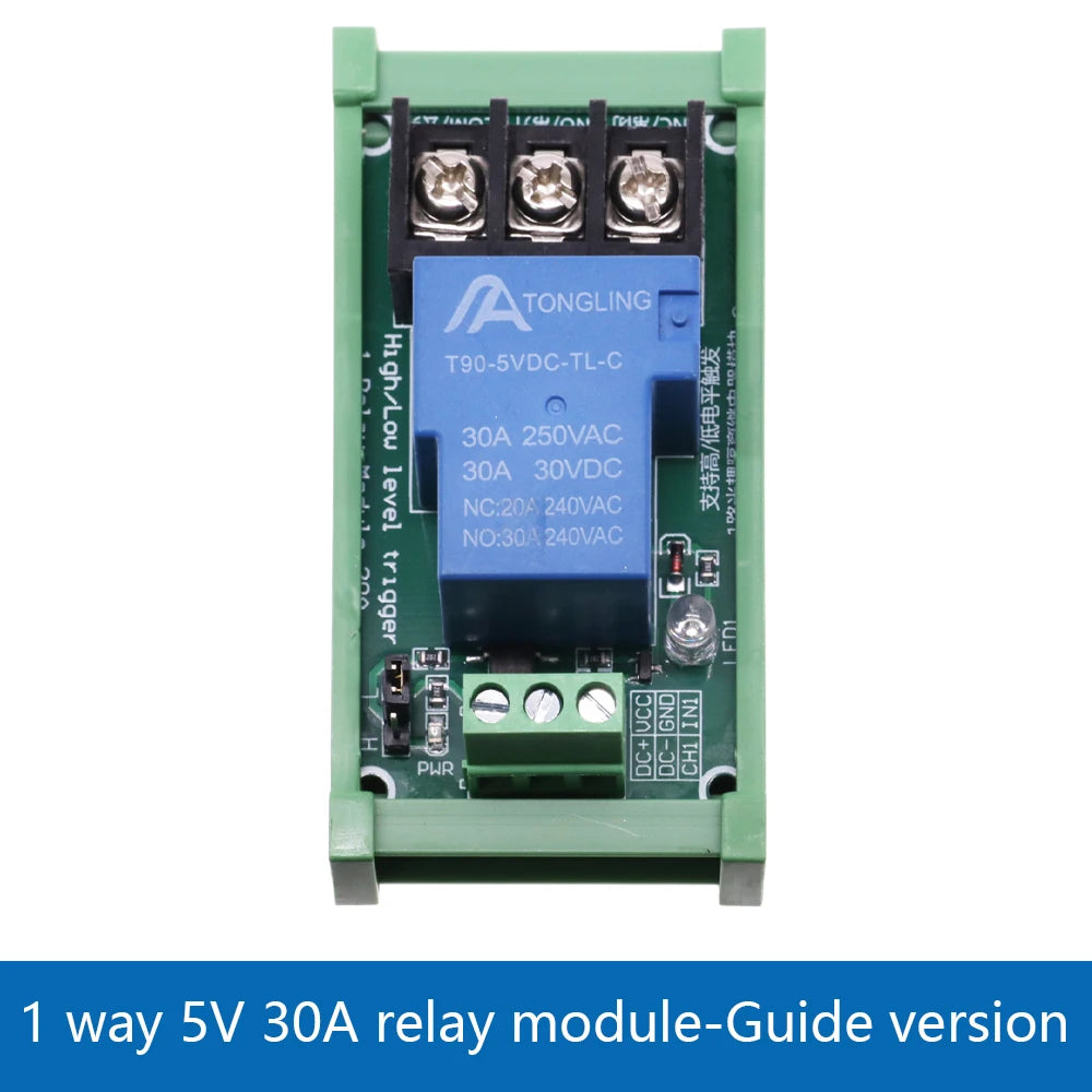 1 2 4 Channel Relay Module 30A With Optocoupler Isolation 1 Way 5V 12V 24V Supports High And low Triger Trigger