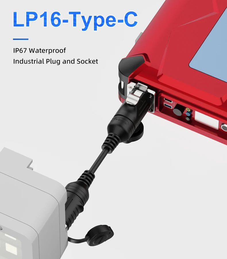 EW-LP16 Type-C USB 3.1 5A Female Socket Rear Nut Locking Jack Panel Mount Connector Waterproof Fast Charging Data Wire Cable