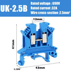 10Pcs UK 2.5 Terminal Block UK2.5B Screw Connection Connect Strip 2.5B 2.5mm² Cable Electrical Din Rail Wire Connector ZiiZ