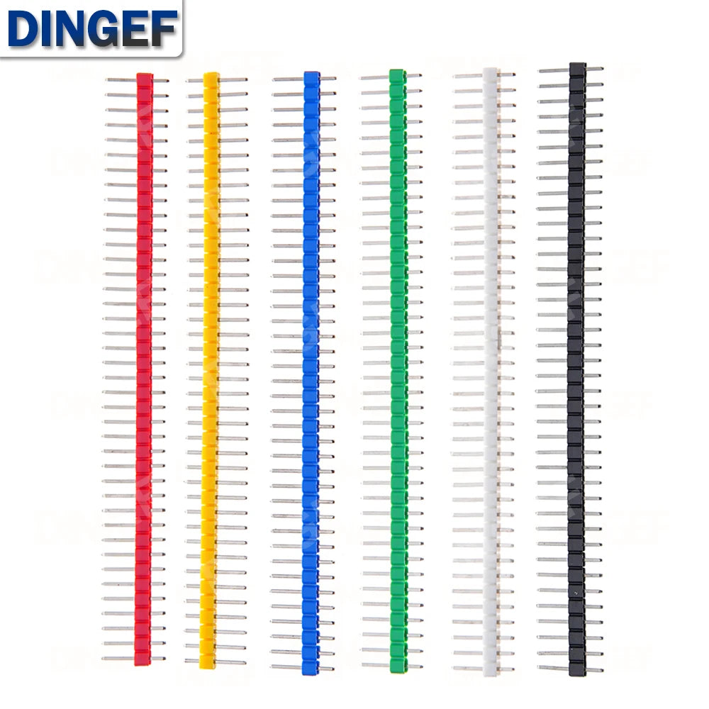 10PCS 1X40Pin Breakable Pin Header 2.54mm Single Row Male Header Connector PCB Pin Strip for Arduino Yellow Red White Black