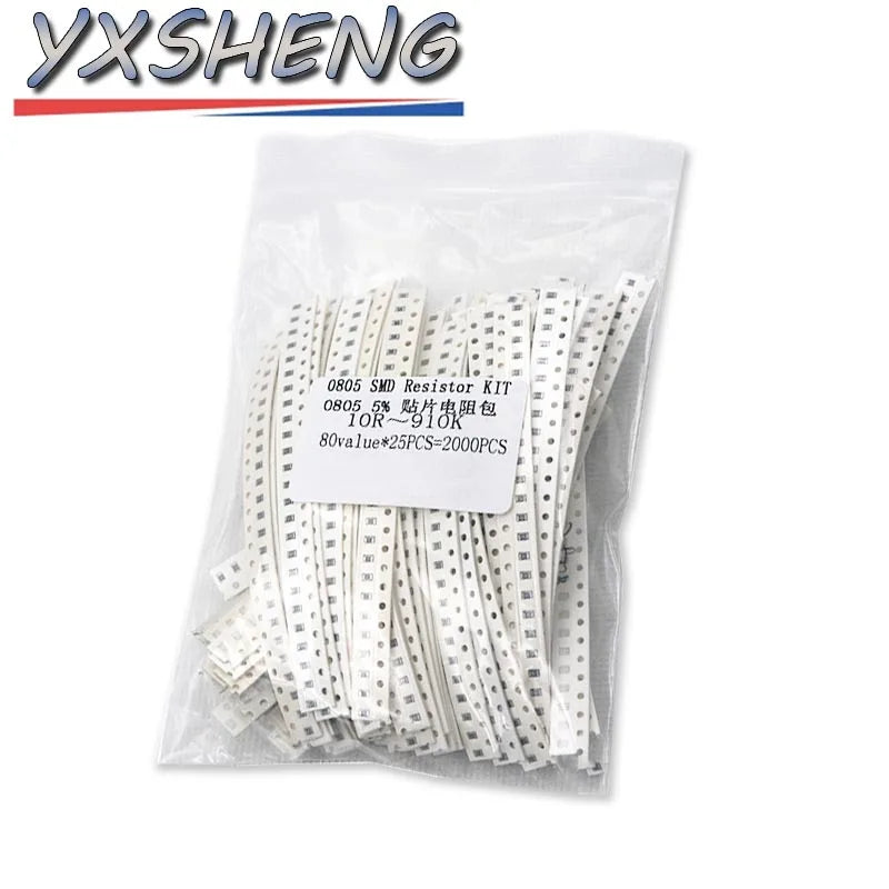 4000PCS 2000PCS SMD Resistor KITs 1% 5% 0402 0603 0805 1206 1210 10R 100R 220R 330 470R 10K 100K 80Values Resistance Sample Pack