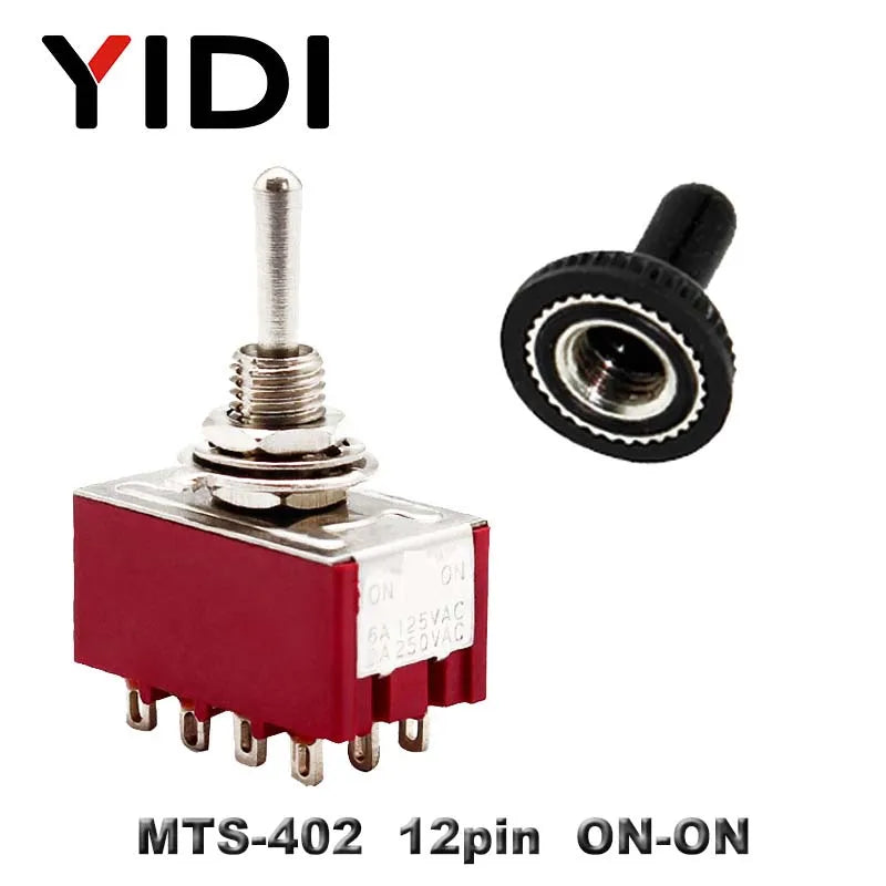 6A 125VAC Mini 6mm Toggle Switch MTS 102 103 202 203 302 303 402 403 on off SPDT DPDT on off on 3PDT Switch with Waterproof Cap