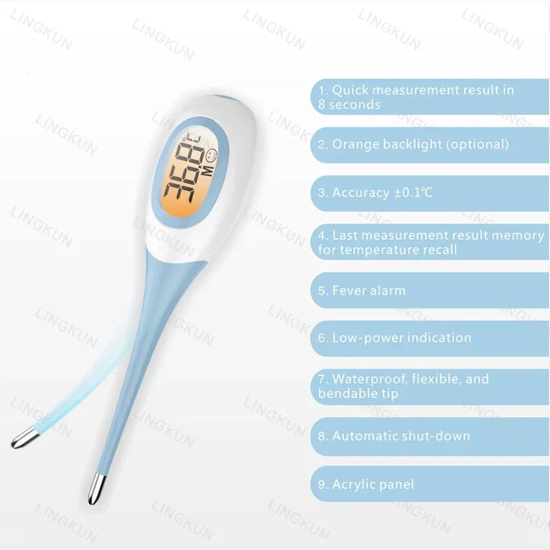 Professional Animal Digital Thermometer with Soft Probe Blue Digital Pet Dog Cat Veterinary Thermometer Waterproof Equipment