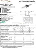 5pcs Universal Diode R-6 P600G P600J P600K P600M 6A 400V/600V/800V/1000V Wheel Type Diode Transistor Original Rectifier Diode
