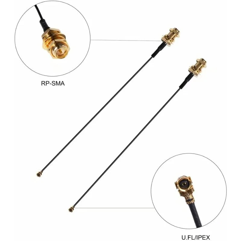 2 X 8dBi 2.4GHz 5.8GHz Dual Band WiFi Antenna RP-SMA Male +2 X 15CM I-P-E-X-1 to RP-SMA Female Pigtail Cable for Wireless Router